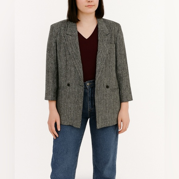 Vintage Jackets & Blazers - 100% Silk 90’s Oversized Designer Minimalist Tailored Blazer